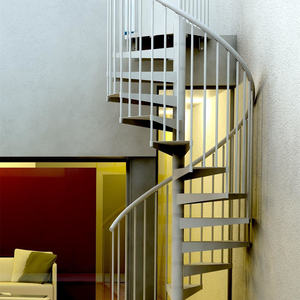 Escalier en colimaçon contemporain pour hôtel, intérieur/extérieur, avec marches en acier, finition mate, garde-corps en acier inoxydable - Product Image 2