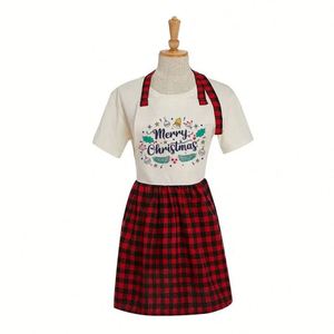 Delantal de Cocina de Lino para Adultos con Estampado a Cuadros Buffalo, Delantales con Tirantes Ajustables para Sublimación, para Navidad - Product Image 1