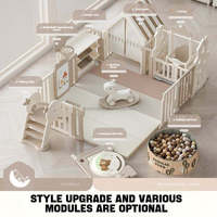 Parc de jeu multi-modules Vsuch 2026 pour bébés, clôture d'activités intérieure pour enfants avec toboggan, maisonnette, balançoire et étagère de rangement
