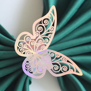 Laser Cut Swirl Hollow Butterfly <b>Paper</b> Napkin Rings, Metallic Butterfly Napkin Holders for Wedding Banquet Dinner Table - Product Image 4