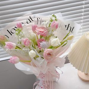 20 pièces/lot Papier d'emballage pour bouquet en papier kraft imperméable imprimé avec des lettres d'amour de couleur unie, pour les fournitures de fleuristes - Product Image 3