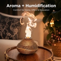 Diffuseur d'arômes domestique 7 couleurs avec effet flamme simulée, humidificateur d'air à ultrasons pour huiles essentielles, brumisateur