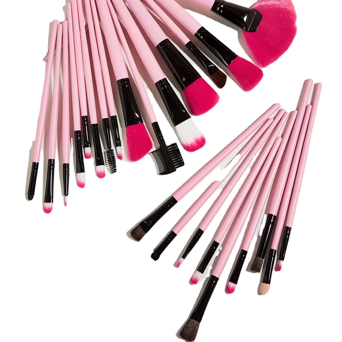 24 buah set kuas makeup kuas eyeshadow merah muda grosir desain baru kuas makeup ABS marmer 24 buah alas bedak sintetis premium