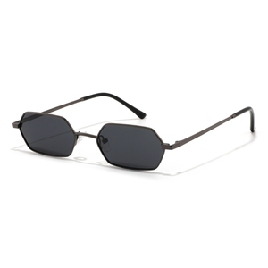 Lunettes de soleil unisexes à monture hexagonale en métal, verres foncés, protection UV 100%, style tendance pour adultes - Product Image 1