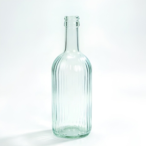 Bouteille à liqueur en verre transparent personnalisée <span class=keywords><strong>de</strong></span> 500 ml, design à rayures verticales, fond épaissi, avec bouchon - Product Image 6