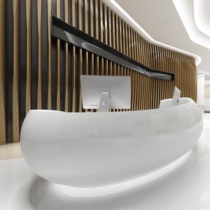 Luxury Lighting Beauty Salon <b>Reception</b> Desk Minimalist White Spa <b>Reception</b> Desk for Retail Store - Product Image 6