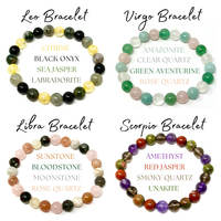 Bracelets faits main en pierres naturelles et cristaux, bracelets de mode en pierres précieuses naturelles, perles extensibles, bijoux astrologiques 12 signes du zodiaque