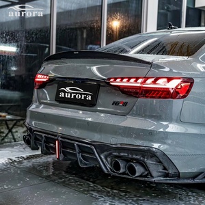 KB phong cách sợi carbon phía sau Bumper <span class=keywords><strong>Rear</strong></span> Lip Spoiler khuếch tán cho Audi A4 S4 Sline b9.5 2020-2022 với đèn LED phanh - Product Image 6
