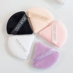 Houppettes de <span class=keywords><strong>maquillage</strong></span> en velours doux pour usage sec et humide, en gros, sous marque privée, houppettes triangulaires roses, noires et blanches pour poudre libre - Product Image 2