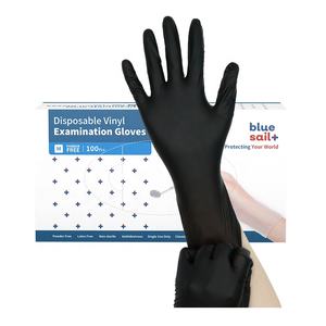 Gants en PVC noir examen de santé soins âgés infirmière dentiste protecteur 4mil gants en vinyle jetables sans poudre pour médical - Product Image 1