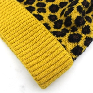 High Quality Fashion Custom Logo Beanie Lady Sexy Leopard Print Raccoon Pom Pom Knitted 100% Acrylic Plush Winter <strong>Head</strong> <strong>Warmer</strong> - Product Image 5