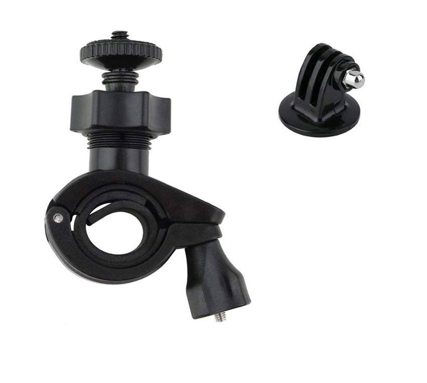 Hongdak Bike Motorbike Handlebar Clamp with Tripod Mount Rotatable Motorcycle Clip Adapter Support Bracket for GoPro Xiaoyi