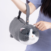 Sac à bandoulière de luxe fait main pour chat avec chaîne réglable, sac à main en peluche réaliste en forme de chat, jouet de mode animalier de simulation réaliste