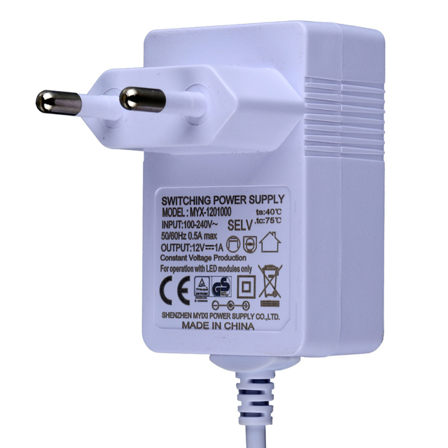 MYIXI Europlug Power Adapter 12V 1A Class 2 5V 2.4A 6V 2A 9V 1.3A 15V 0.8A 1000mA for Router Modem CE TUV GS Certified White