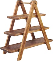 Plateaux de service en bois pour l'accueil – Plateaux à 3 niveaux pour légumes et fruits, idéaux pour les réceptions – Assiettes en bois pour aliments et support à fromage