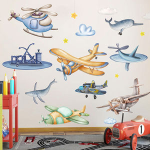 <span class=keywords><strong>Stickers</strong></span> muraux nuage de baleine d'avion de dessin animé moderne pour décor de papier peint de format printemps de chambre à coucher de garçons - Product Image 5