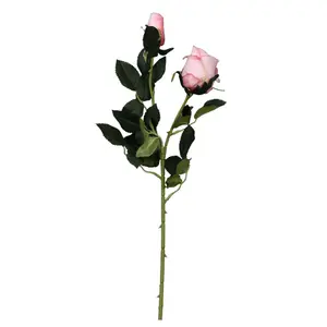 Atacado fabricante de rosa artificial multi-cabeça, flor artificial, ramos único 2, búlgaro, rosa falsa, vintage, rosa europeu
