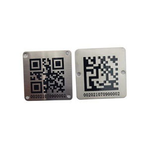 Plaque signalétique murale ou <span class=keywords><strong>de</strong></span> bureau en acier inoxydable plaqué argent, personnalisable avec logo, code QR, impression sérigraphique, pour collection d'art - Product Image 2