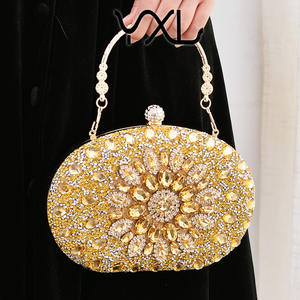 Hot-selling PU Trapeze Shape Sunflower Rhinestone Clutch <b>Evening</b> Party Banquet <b>Bag</b> - Product Image 1