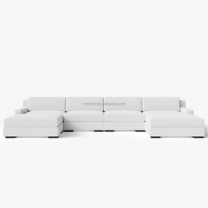 Ferly phong cách Ý phòng khách sang trọng nhung vải u-sectional sofa Set Cánh tay rộng Modular góc sofa với đồ nội thất nhà - Product Image 4