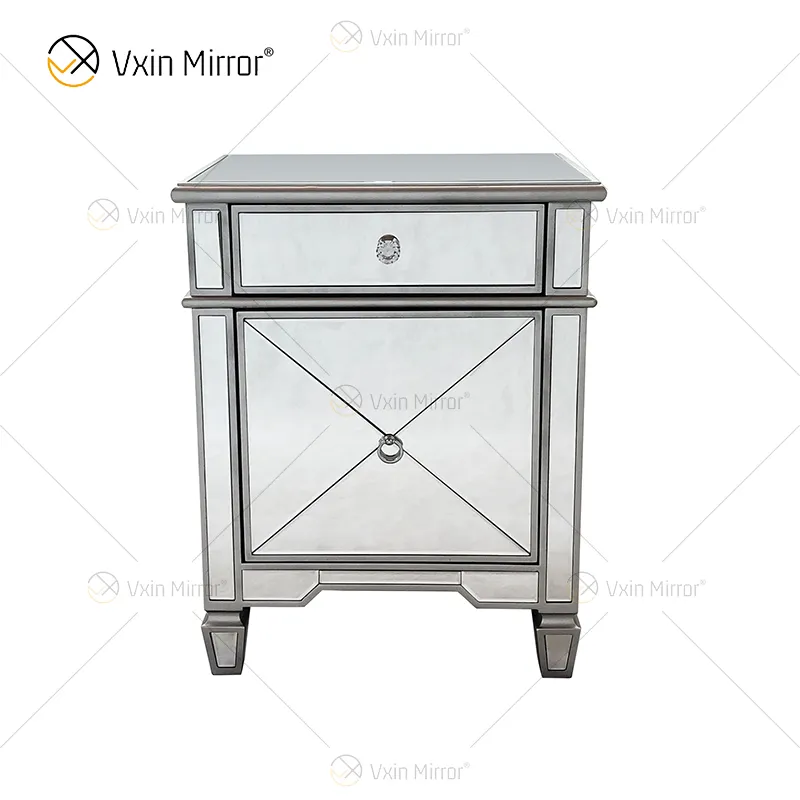 Смешанная ткань изумительного качества WXF-873 Шампанское/Серебряный/современная мебель из металла тумбочка с 2 ящиками зеркальный прикроватный столик