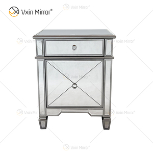 Increíble calidad de WXF-873 champán plata modernos de Metal de muebles de mesa de noche con 2 cajones mesita de noche con espejo - Product Image 3
