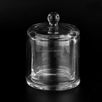 Bocaux de bougie en verre avec couvercle, taille moyenne, base en dôme, cloche épaisse transparente