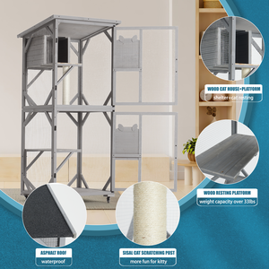 Luxury 4-Tier Pet Fence <strong>Cat</strong> House with Removable Floor Scratching Post Large Outdoor Enclosure with 4 Wheels for Catio Patio - Product Image 4
