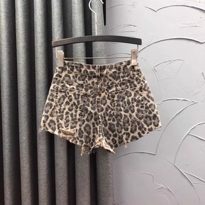 Viviblook Z1201PT01 Women's Denim <b>Shorts</b> Leopard High Waisted A-Line <b>Fringed</b> Wide Leg Hot Tassel <b>Shorts</b> - Product Image 3