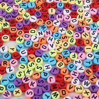 Perles acryliques plates 4x7mm en forme de lettres anglaises, perles lâches faites à la main pour la fabrication de bijoux DIY, accessoires de perlage pour l'éducation précoce, composants de bracelets pour enfants