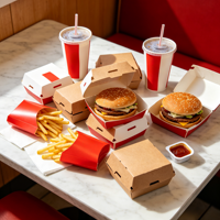Boîte à hamburger en papier kraft anti-graisse, personnalisée, jetable, emballage à clapet pour la restauration rapide