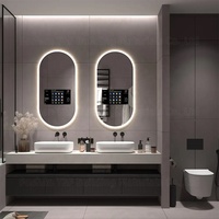 Miroir Intelligent Ovale Arc Anti-Buée LED Illuminé pour Projet Hôtelier