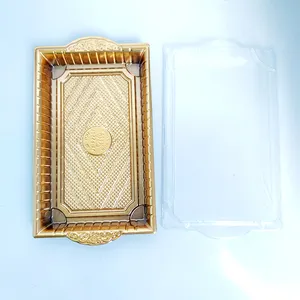 JY-F2207 одноразовая золотая коробка, экологически чистая коробка для суши с крышкой, пластиковый прямоугольный лоток для суши