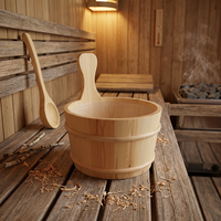 Ensemble seau et louche en bois massif HUAXI pour salles de sauna - Accessoires de relaxation