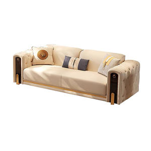 طقم أريكة تشيسترفيلد من الجلد بتصميمات عصرية فاخرة، وكنبة لشخصين منجدة، وكنبة مقطعية بإطار من الخشب الصلب، أثاث لغرفة المعيشة - Product Image 5