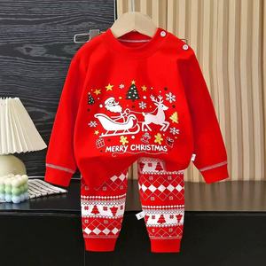 Conjunto de Pijamas de Natal para Crianças em Algodão, Roupas de Dormir Macias para Meninas, Pijamas de Manga Longa e Calças Longas para Meninos - Product Image 1
