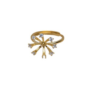 Bague ajustable en argent S925, motif soleil en fleurs, 11-12 JG5195, accessoires en perles, support vide, composants et trouvailles de bijoux - Product Image 3