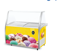 Vitrine de présentation de glaces à refroidissement direct avec verre incurvé et contrôle numérique de la température