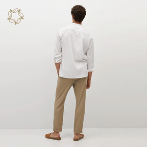 <span class=keywords><strong>Camicie</strong></span> 100% Lino per <span class=keywords><strong>Uomo</strong></span>, <span class=keywords><strong>Camicie</strong></span> Casual Sostenibili con Colletto Abbottonato, Camicia in Lino a Maniche Lunghe, Top Maschile - Product Image 4