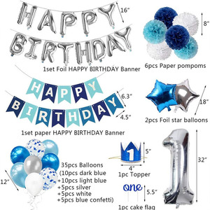 Decoraciones azules <span class=keywords><strong>para</strong></span> fiestas de cumpleaños, decoración <span class=keywords><strong>para</strong></span> primer cumpleaños <span class=keywords><strong>para</strong></span> hombres, mujeres y niños - Product Image 3