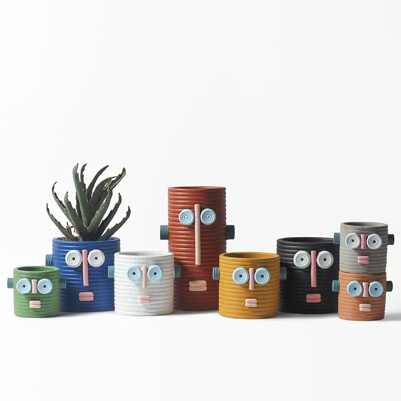 Wholesale Creative Nordic Human Face Design Ceramic Flower Pot for Home Decoration