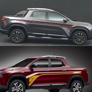 Autocollants latéraux en vinyle résistant aux UV pour camion <span class=keywords><strong>Fiat</strong></span> Toro avec porte de jupe imperméable à rayures de course - Product Image 3