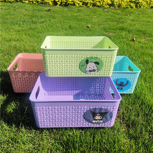 <b>Rectangular</b> Plastic Storage <b>Basket</b> With Handles For Desktop Children Toy Fruit Snack Organizing Neatening - Product Image 4
