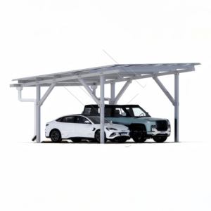 Structure de support de carport solaire en acier à double rangée personnalisée avec système de <span class=keywords><strong>gouttière</strong></span> intégré, certifiée CE, garantie 10 ans, résistance au vent fort - Product Image 2