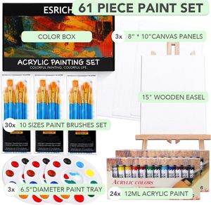 <span class=keywords><strong>Kit</strong></span> d'<span class=keywords><strong>artiste</strong></span> professionnel ensemble de peinture acrylique avec <span class=keywords><strong>chevalet</strong></span> en bois panneaux de toile brosses à cheveux en nylon plaques de peinture-pour les amateurs d'art - Product Image 4