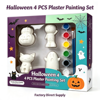 Kit de peinture sur plâtre 4 pièces OEM ODM Halloween, couleur personnalisée, jouet éducatif DIY pour enfants de 3 ans et plus, activité créative