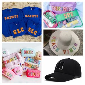 Venta al por mayor <span class=keywords><strong>3</strong></span> pulgadas de alta calidad logo patrones letras parches hierro en alfabeto inicial oro brillo Chenille carta parches - Product Image 2