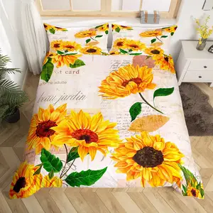 Sunflower Duvet Cover Set Romantic Flowers Printed Home Textile 4Pcs Bedding Sets