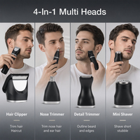 Tondeuse à cheveux professionnelle PRITECH 4 en 1, kit de toilettage pour hommes, rasoir électrique, tondeuse à nez, étanche IPX7, lame en céramique