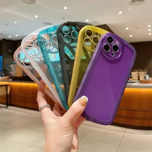 Shockproof Bumper Candy Transparent Phone Case For iPhone 14 13 Pro Max Circle Camera Protective Phone Cover For iPhone 13 12 11